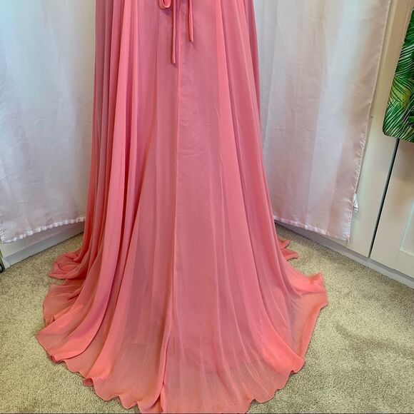 Anna Rose gorgeous pink sleeveless sequin beaded sweetheart prom bridesmaid gown - Picture 8 of 15